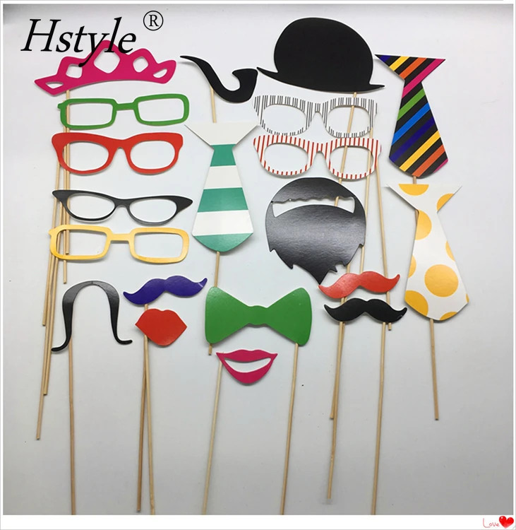 DIY Photo Booth Props Mask Sticker Mustache For Wedding Birthday Christmas Party 