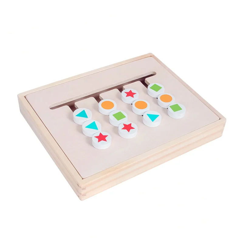 Montessori Logic Games Early Color Math Education Toy for Kid Wooden Four Color Game