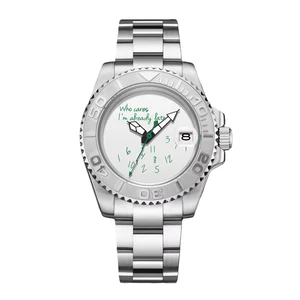 OEM ODM Customized logo High Quality 40MM DIY Dial Classic Luxury Men Quartz Watches who Cares Im Already Late Watch