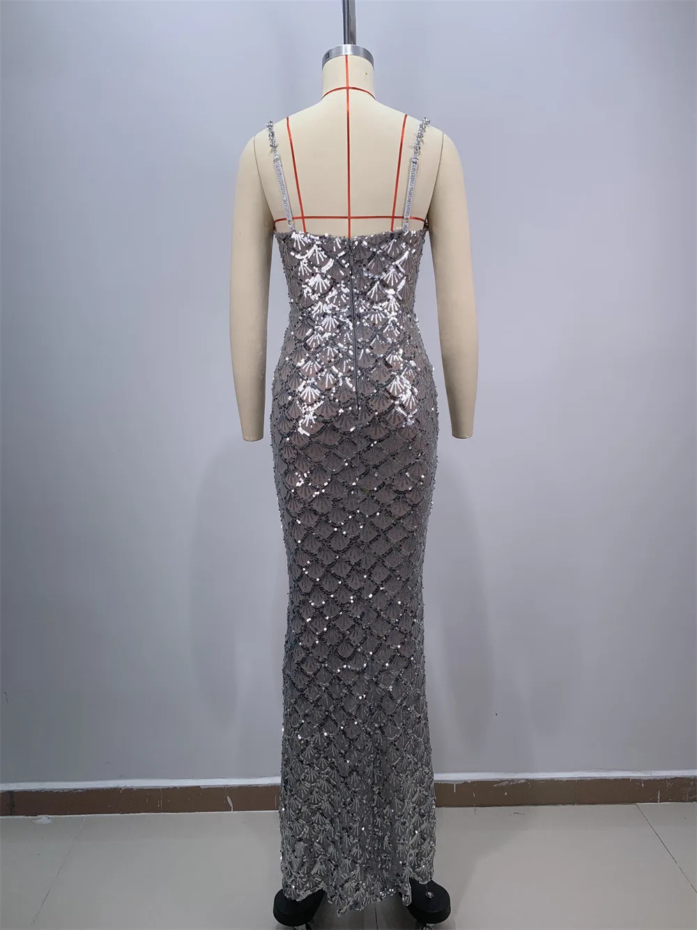 Silver Sequin Ball Gown Evening Dress & Party Wear For Women| Min Order 1 ct