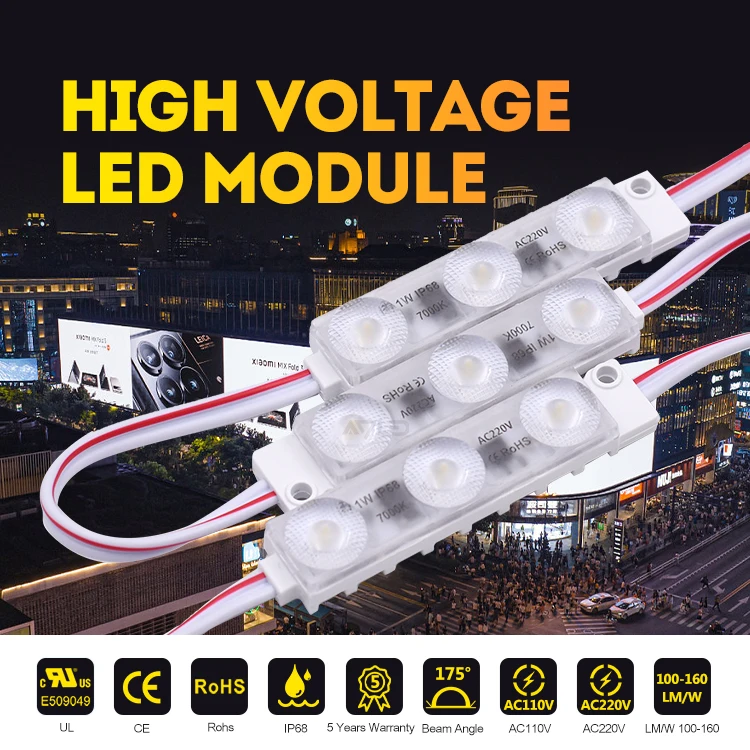 High Brightness 7000K IP68 Led Module Outdoor 3 Led Ac 220V 110V UL CE Rohs Listed Led Module Signage Light Led Module