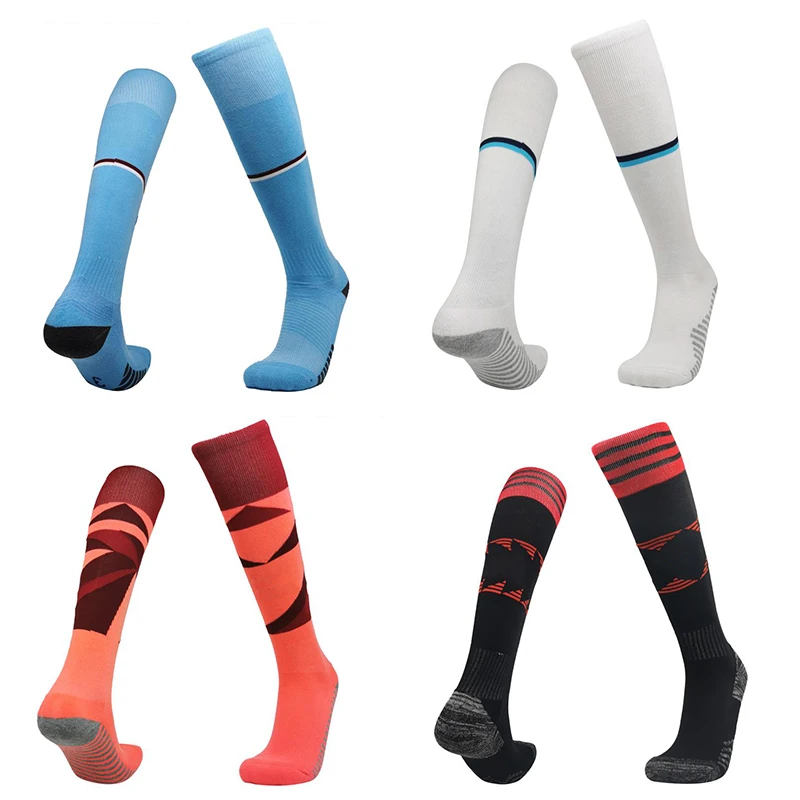 2023 World Boys Girls Sport Soccer Football Plain Long Socks Over Knee Non Slip Cotton