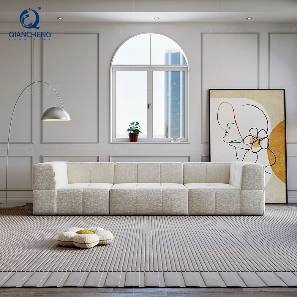 Customize Compressed-sofa Couch Set Living Room Furniture in China White Fabric Vacuum High Density Foam Compression Packed Sofa
