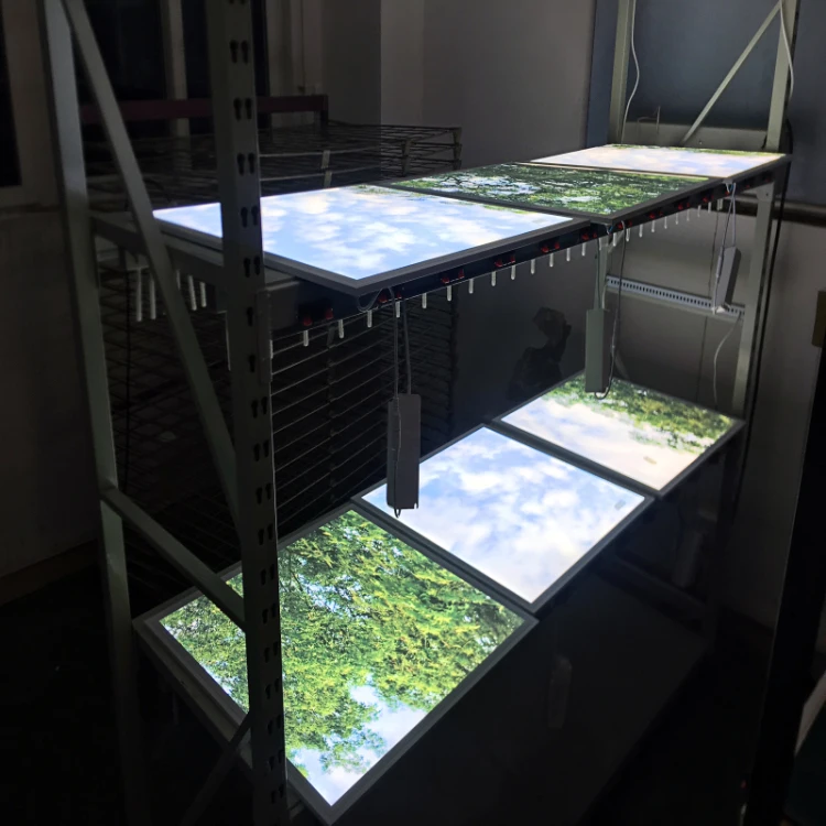 Square Panel Light 600x600 Recessed Operating Theater Ceiling Blue Sky White Cloud Green Tree Vision Ceiling Lamp