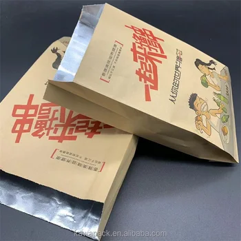 Custom Logo Hot Fried Chicken Aluminum Foil Insulated Food Paper Bag For Paper Takeaway Packaging Bag