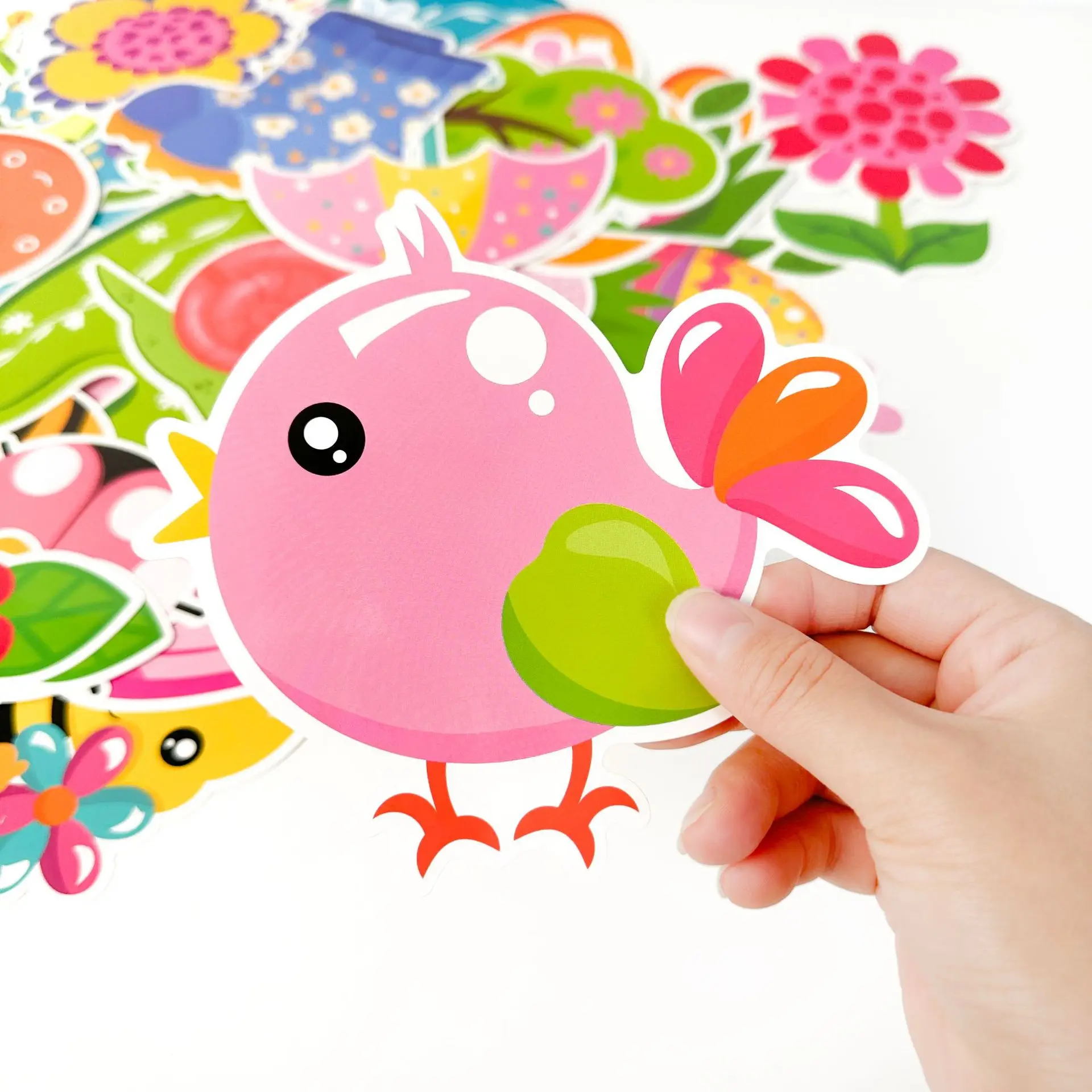 Hello Spring Cutouts Spring Bulletin Board Decoration Set  DIY Paper Cutouts with 100Pcs Glue Points Seasonal Classroom Wall Dec