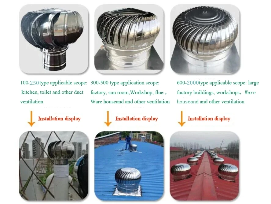 Exhaust Ball Hood Ventilator, 75mm, 150mm, 200mm, Stainless - detail 8