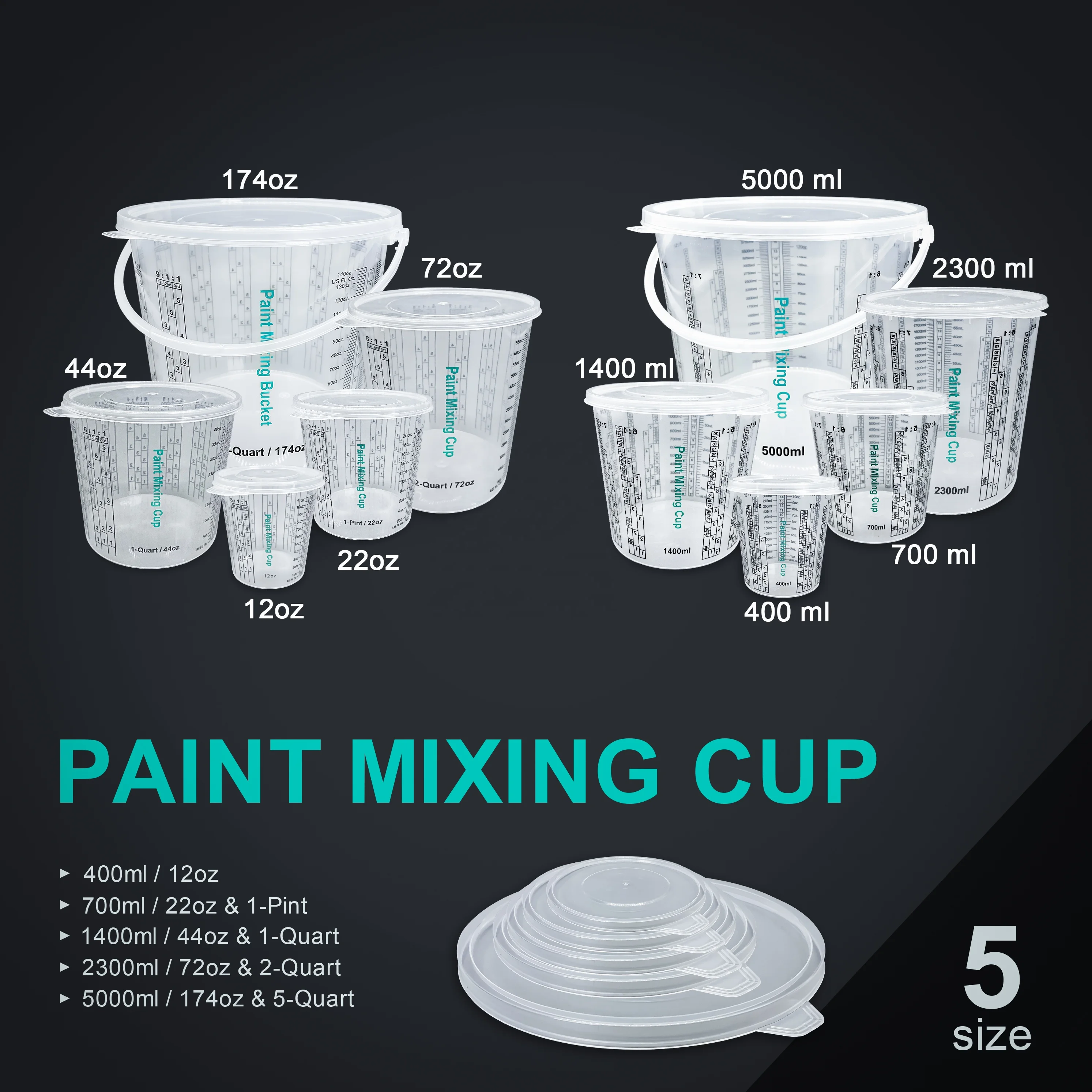 Automotive Car Paint Mixing Cup / Measuring Cup With Cover (2300ml) - The  Carage