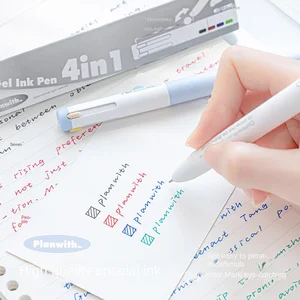 Planwith Friends Plan 4-in-1 Plastic Multi-color Gel Pen 0.5mm Note Highlight Module