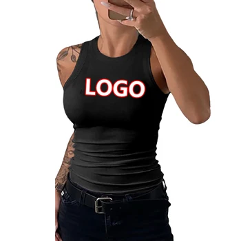 100% Cotton Black Wholesale Custom Logo Women Sport Vest Unisex White Crop Tank Top