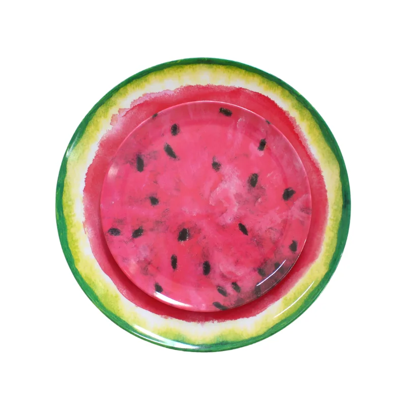 2022 Summer Dinnerware Round Shape Melamine Plate and Dish Watermelon Pattern