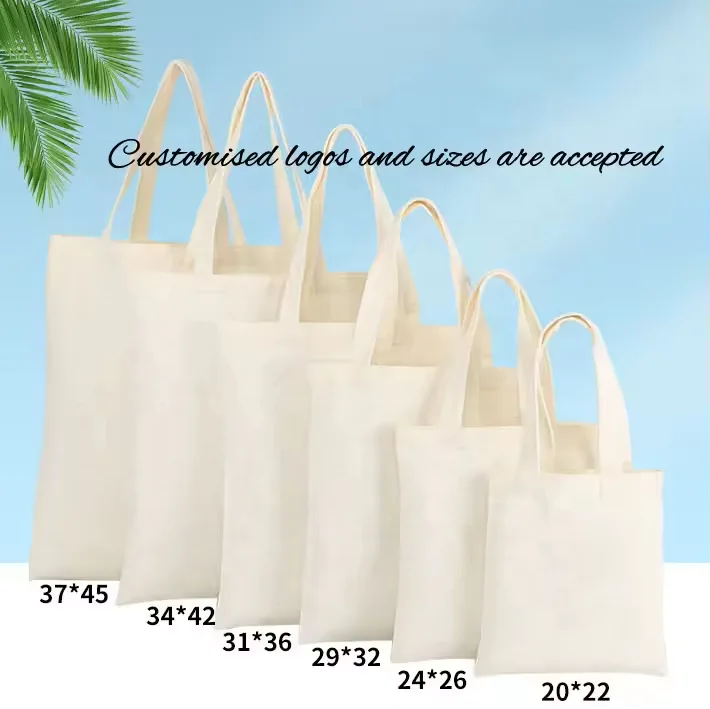 Wholesale Factory Custom Print Logo Cheap Reusable Shopping Bags Plain  White Blank Cotton Canvas Tote Bag With Customized
