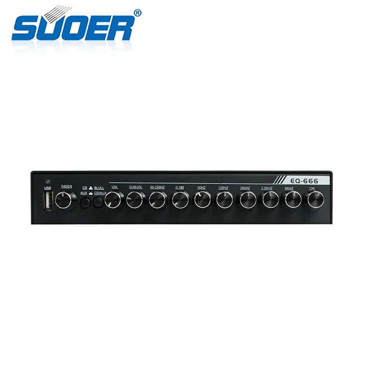 Suoer EQ-666 new trend product 7 band car equalizer for car amplifier Adjustable 6 frequency car equalizer