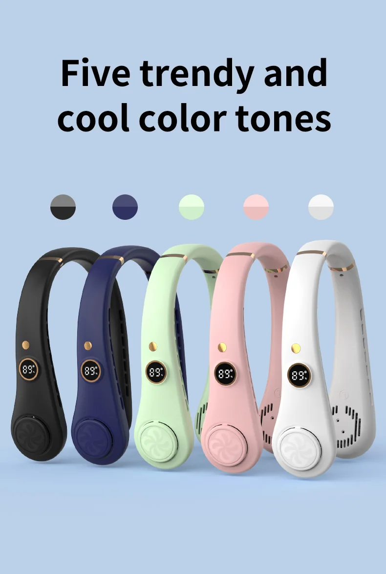 Portable Bladeless Neck Fan Hands Free Rechargeable Cooling Fan_voghion.com