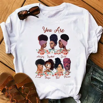 Women Graphic Tees Beauty African Lady Women T shirt Top African Black Girl History Month Female T-shirt Melanin Tee Shirt
