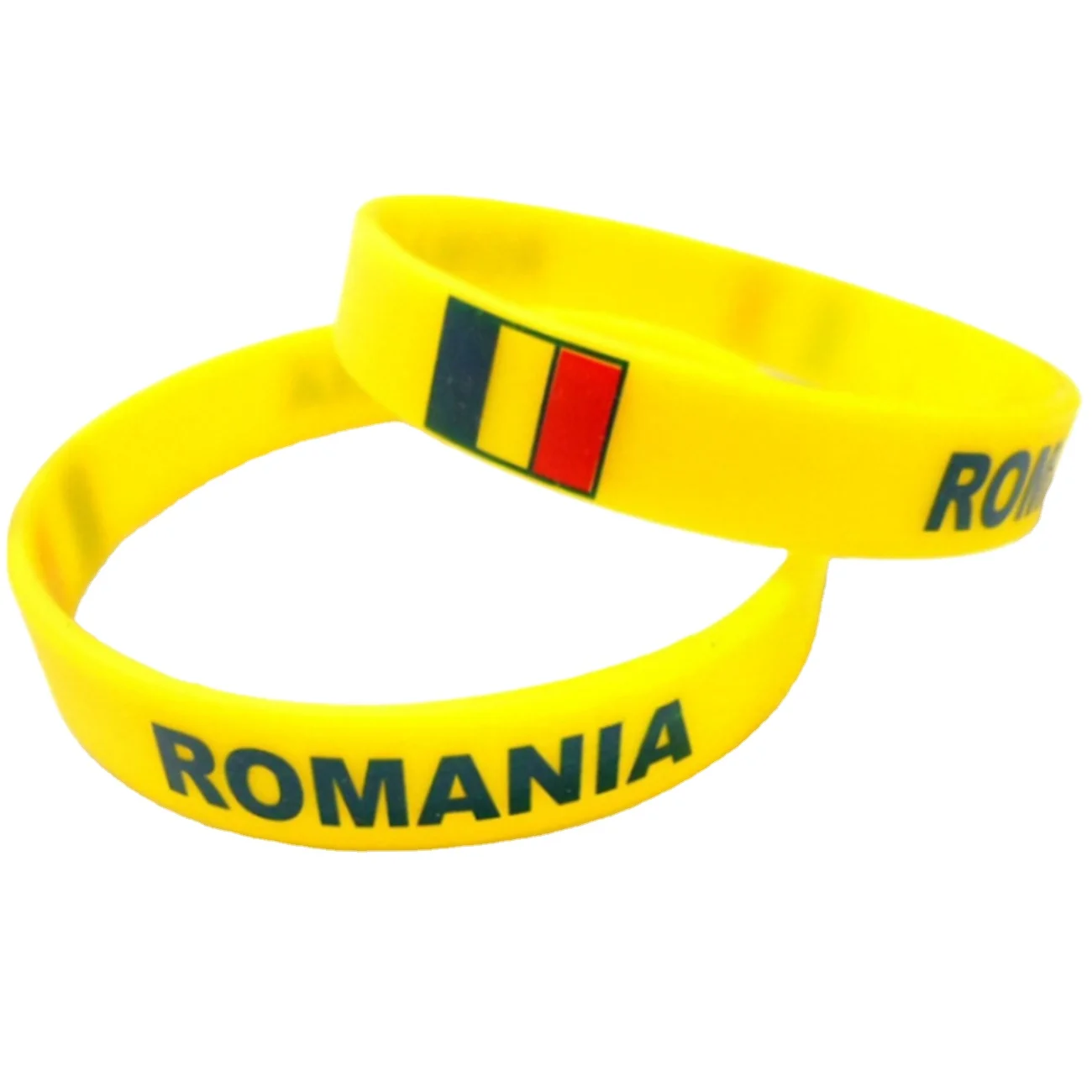 Promotion Custom World Countries Flag Wrist Bands Romania Silicone Bracelets Wrist Band for Sports Team