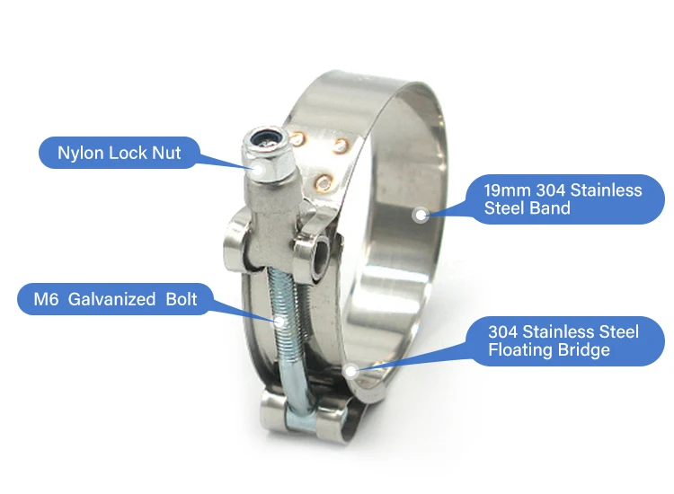 6 Piece T Bolt Hose Clamps 6-Pack Stainless Steel – 2.5 Inch O.D., For Turbo Intake & Silicone Hoses T-bolt Hose Clamps - Foto 8