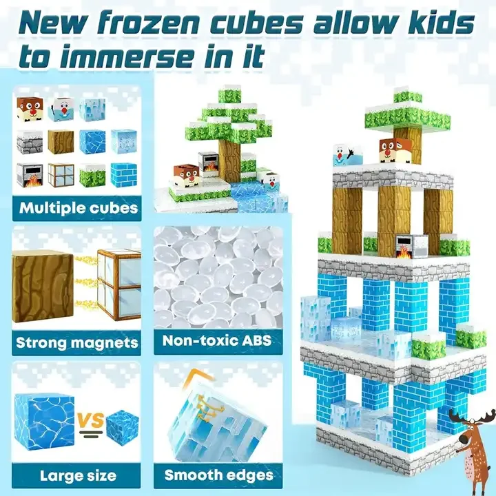 CAYI My World Cube Block World of Snow and Ice Creative Diy Moc Blocks Cubes Building Block Set Educational Toys for kids