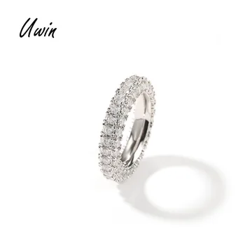 UWIN Jewelry Gold 18k Plated Hip Hop Brass Rings Wholesale Pink Zircon Diamond Ring Fashion Trendy Ring for Men Women