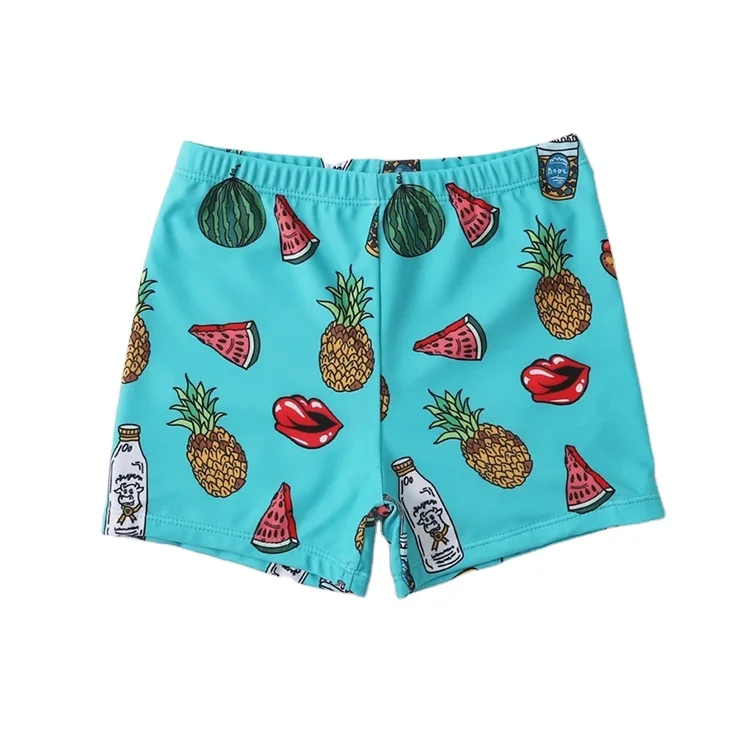 New Quick Dry Print Fruit Shorts Kids Surf Swimwear Short Swim Trunk High Stretch Hawaiian Toddler Boys Swimming Brief