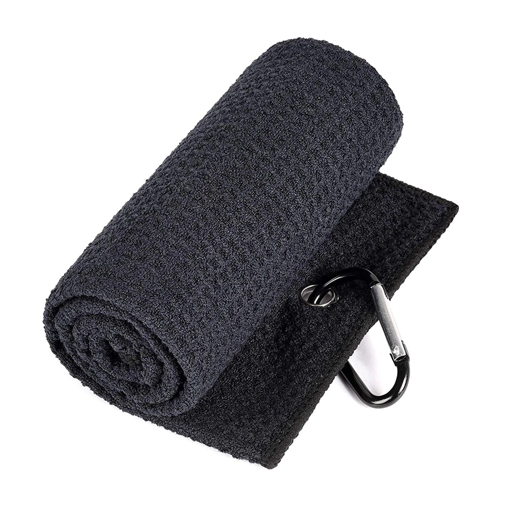 RTS products high quality 30*50cm microfiber waffle golf towel with hook