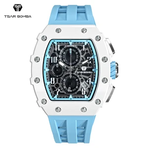 TSAR BOMBA Factory Direct Quartz Watch for Men Luxury Tonneau-shaped Wristwatch with Silicone Band for Fashion and Business