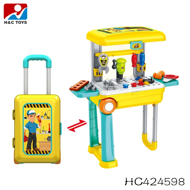 Маленькие мастера, чемодан на тележке, игрушечный пластиковый инструмент для детей