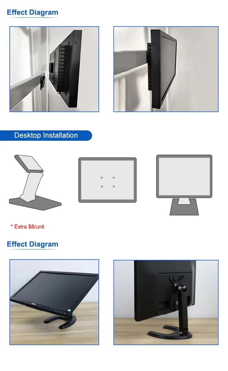 17 Inch Industrial Display Wall Mounted IPS HD Touch Screen Monitor VGA TFT Touchscreen Industrial Monitor