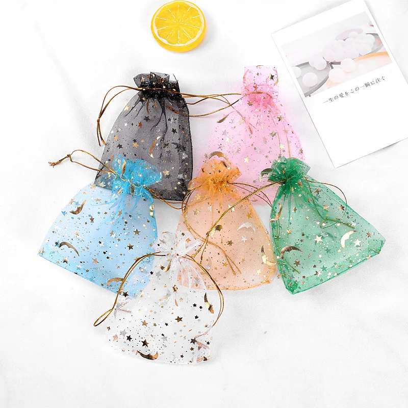 Wholesale 7x9cm Gold Star and Moon Small Clear Package Mesh Jewelry Eco  Drawstring Bags Organza Pouches Christmas Gift bags In bulk From  m.