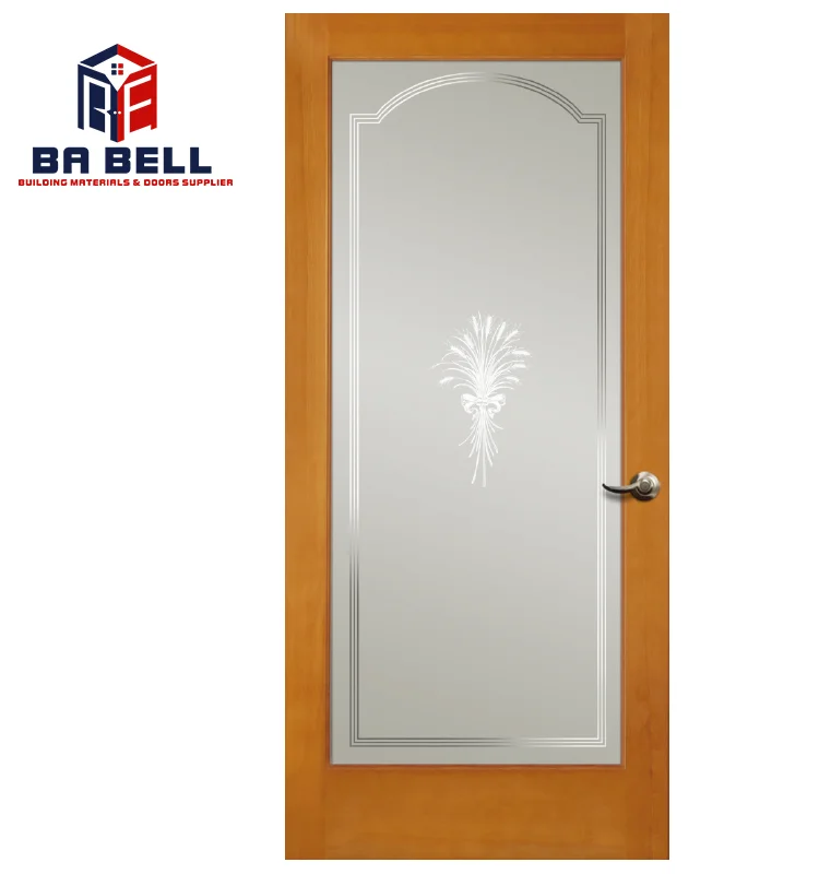 French  Style Water Resistant Simple Design  Frosted Pantry Door with Glass Custom Swing Single Double  Doors