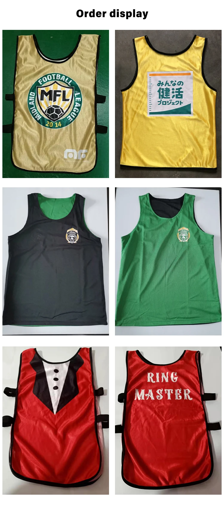 Hot Selling Colorful Soccer Jersey Logo Custom Soccer Training Bibs ...