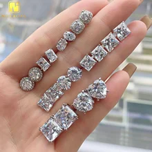 Multiple Cutting Single Stone Ear Studs 925 Silver GRA Gertificate Luxury Men Women Custom Fine Jewelry Moissanite Stud Earring