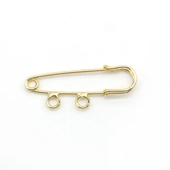 4cm Kilt Pin With 2 Loops For Kids Plain Gold Plated Baby Safety Pin Islamic Allah Mashallah Charms Brooch