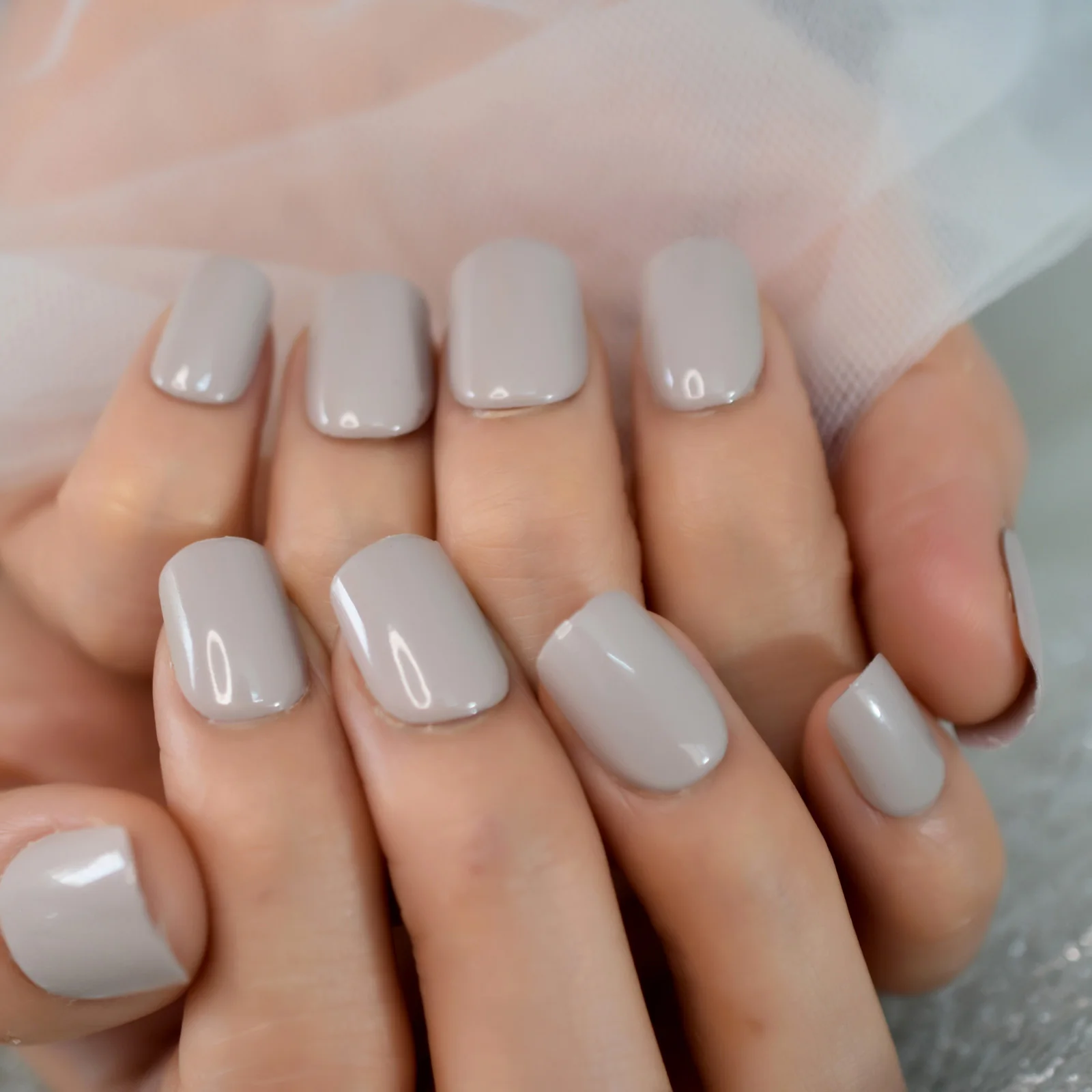 Artificial Fingernails Gray Simple Design For Daily Wearing Decoration  Squoval Short Press On Nails - Buy Press On Nails,Short Press On Nails,Squoval  Press On Nails Product on Alibaba.com