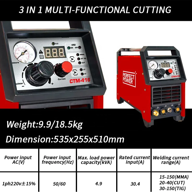 6 in 1 Both Welding Machine and Cutting  CTM-416 Welding Machine Combo Cutting Machine Plasma Cutter MMA MIG Ac/dc Tig Welder