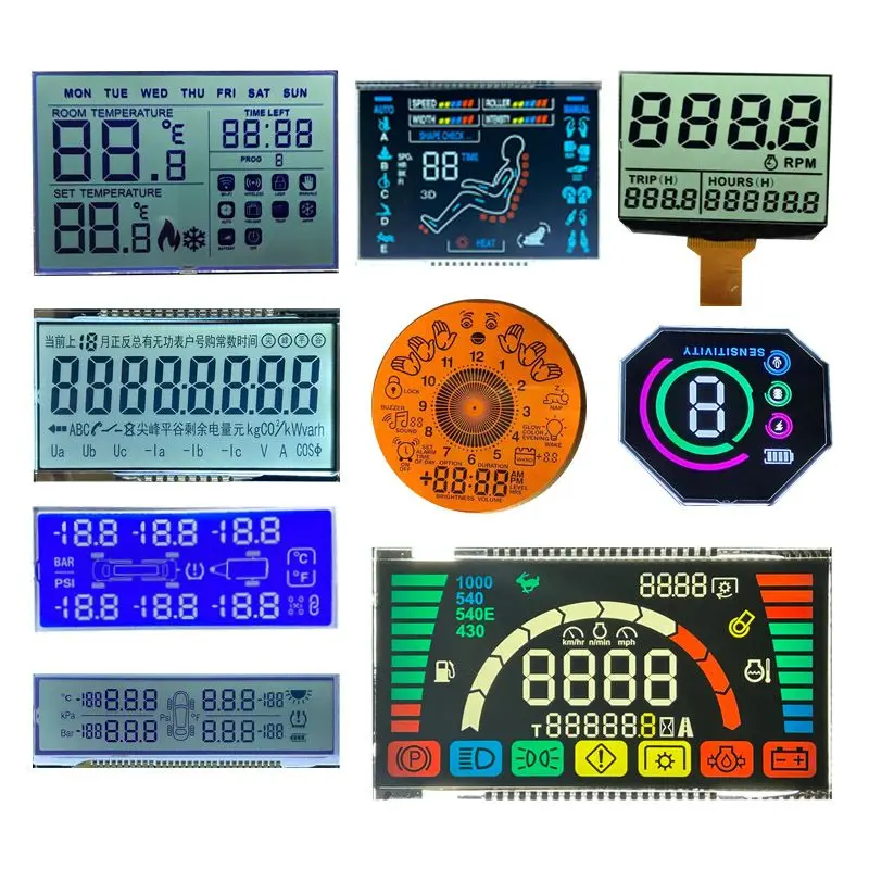 Monochrome LCD Display 7 Segment 4 Digit Alphanumeric LCD with Waterproof Connector 18 PIN