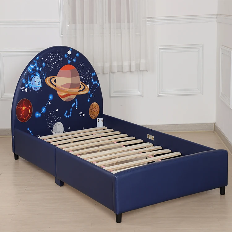 Fashion Cartoon Star Space kids Bed Waterproof and Dirt Resistant Detachable Crib Factory Custom Kids Furniture For kids Room