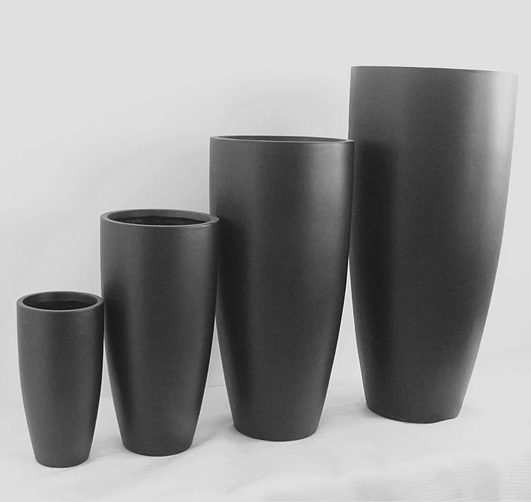 Factory Large Round Smooth Fiber Clay Garden Flower Pots
