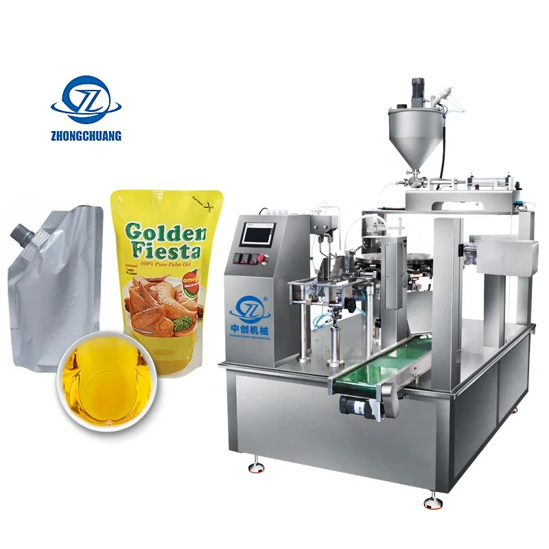 Spout Doypack Automatic Filling Liquid Juice Drinks Sealing Packaging Coconut Palm Cooking Oil Premade Pouch Packing Machine