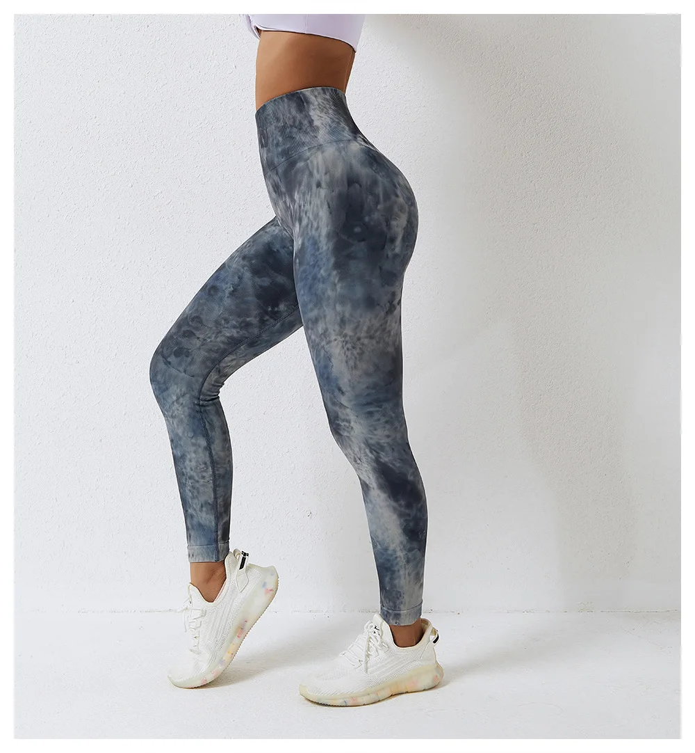 High Quality No Camel Toe Yoga Leggings Tie Dye High Waist Seamless