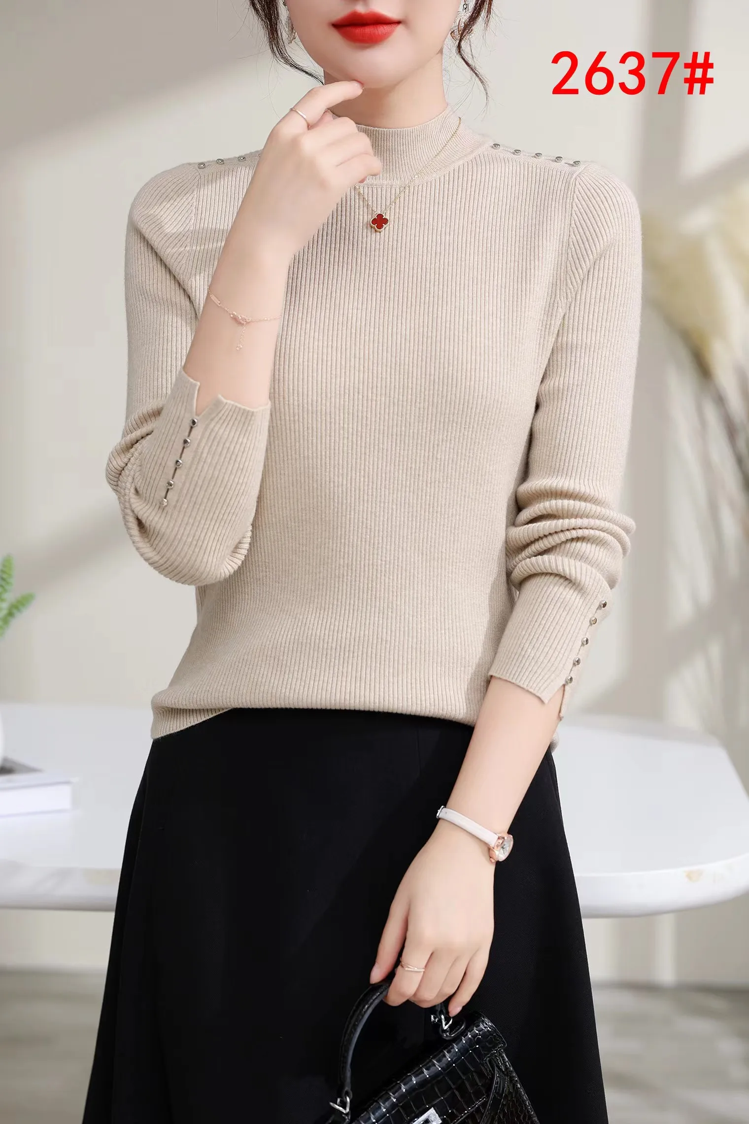 Women's Winter Clothing Long Sleeves High Neck Good Fitting Aesthetic ...