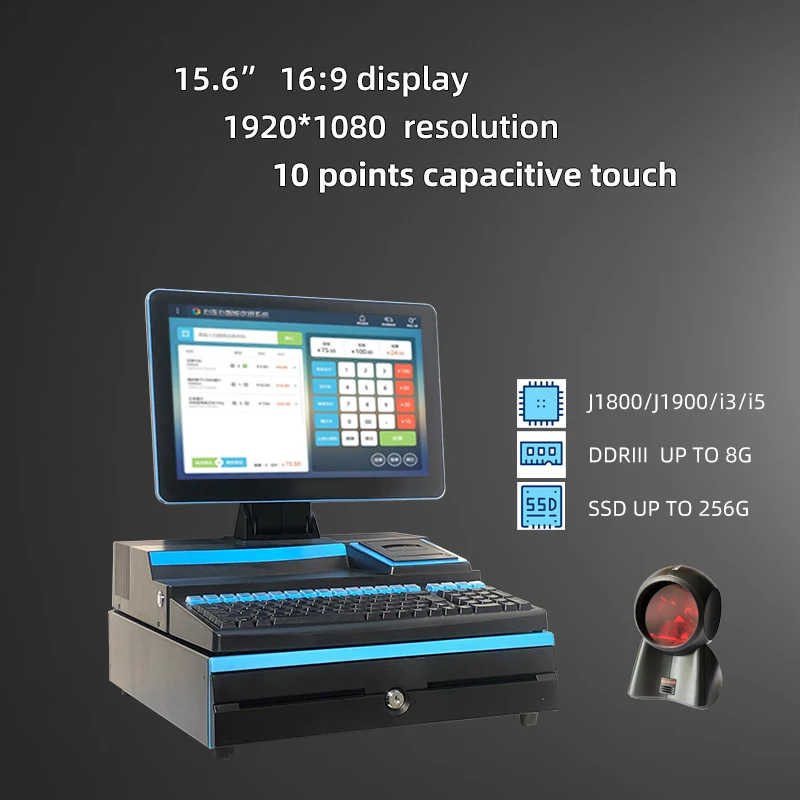 New Dual Screen Pos Cash Register Led 8 Numbers Display Pos System For