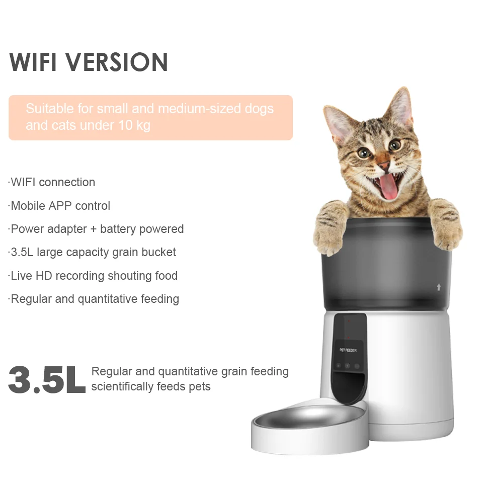 4l Contemporary Cat Dog Food Bowl Dog Feeder Camera Cat Feeder