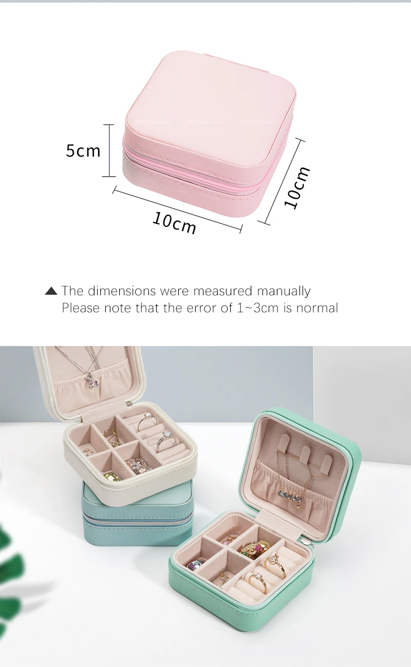 Solid Color Jewelry Zipper Box Luxurious Boxes Crocodile Jewelry Zipper