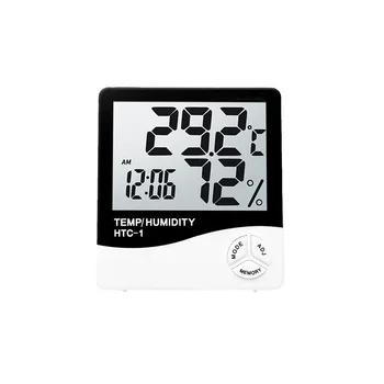 Large screen LCD temperature and humidity alarm clock HTC-1 can stand with bracket easy read digital big display