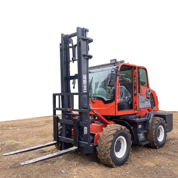 Rough Terrain Forklift Multifunctional 3.5T 5T Farm Outdoor Diesel Forklifts 4wd 2 Stage 3 Stage Off Road Forklift