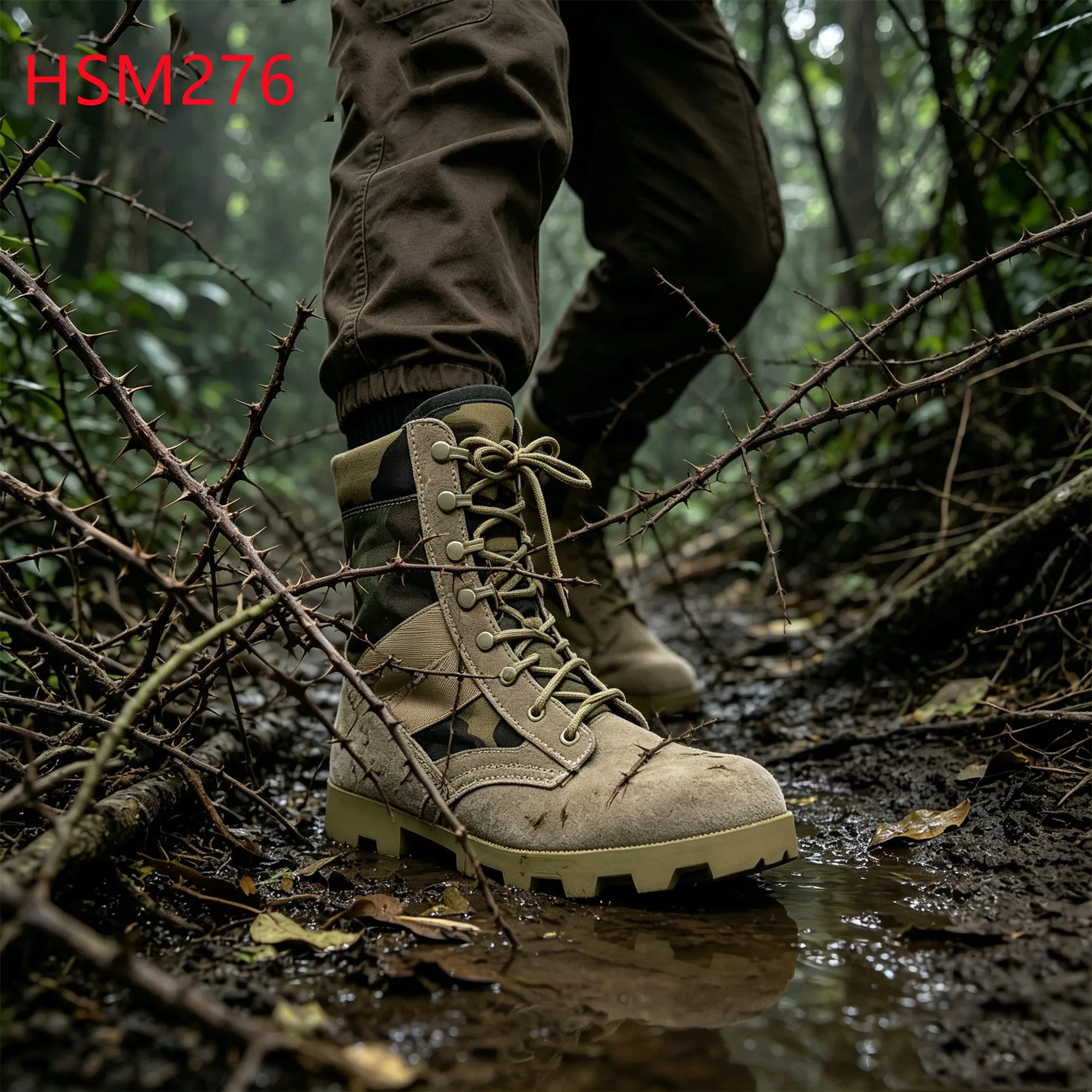 XYM,Rainforest Survey Camouflage Nylon Fabric Hua Singh Hiking Boots Combat Marching Hard Rubber Sole 8