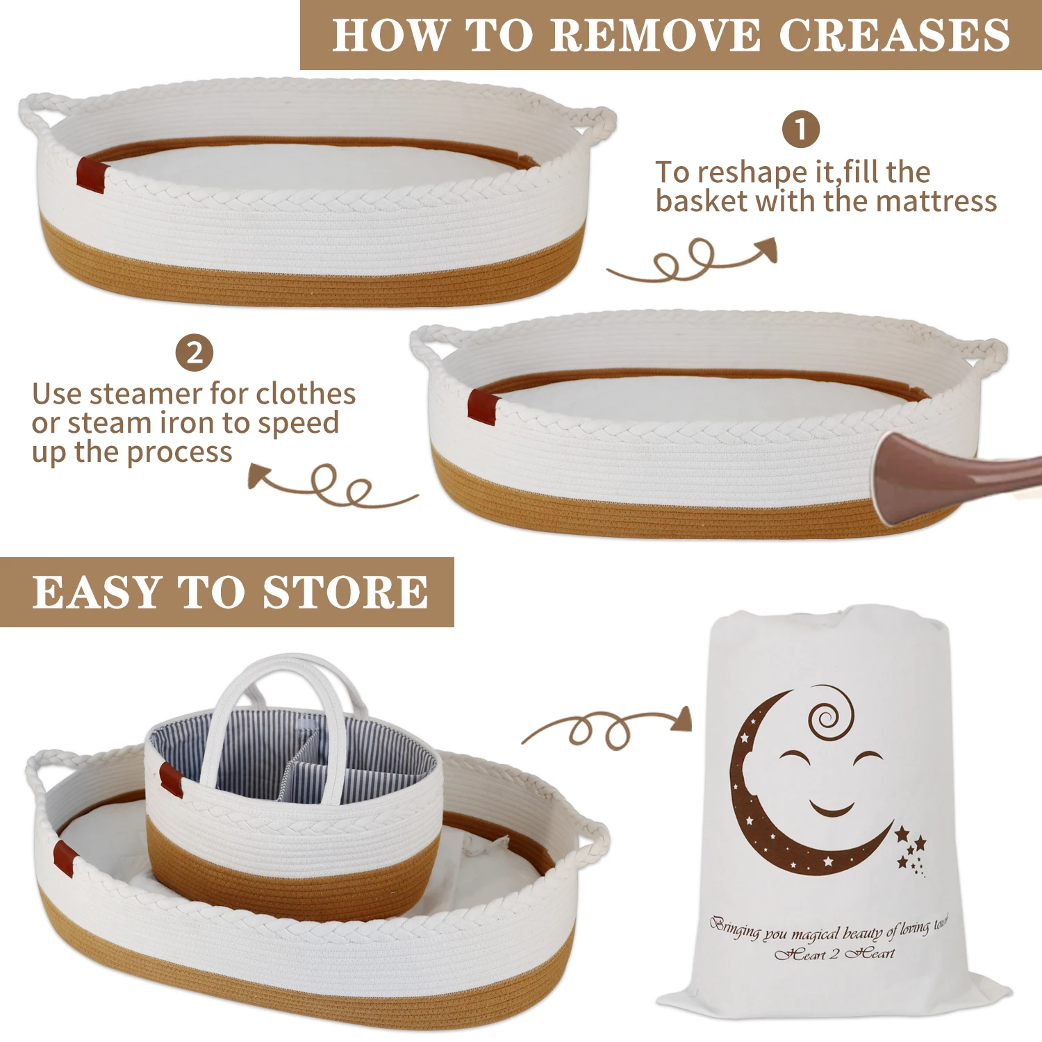 2023 Top Selling Moses Diaper Basket Foldable Diaper Caddy Organizer 2