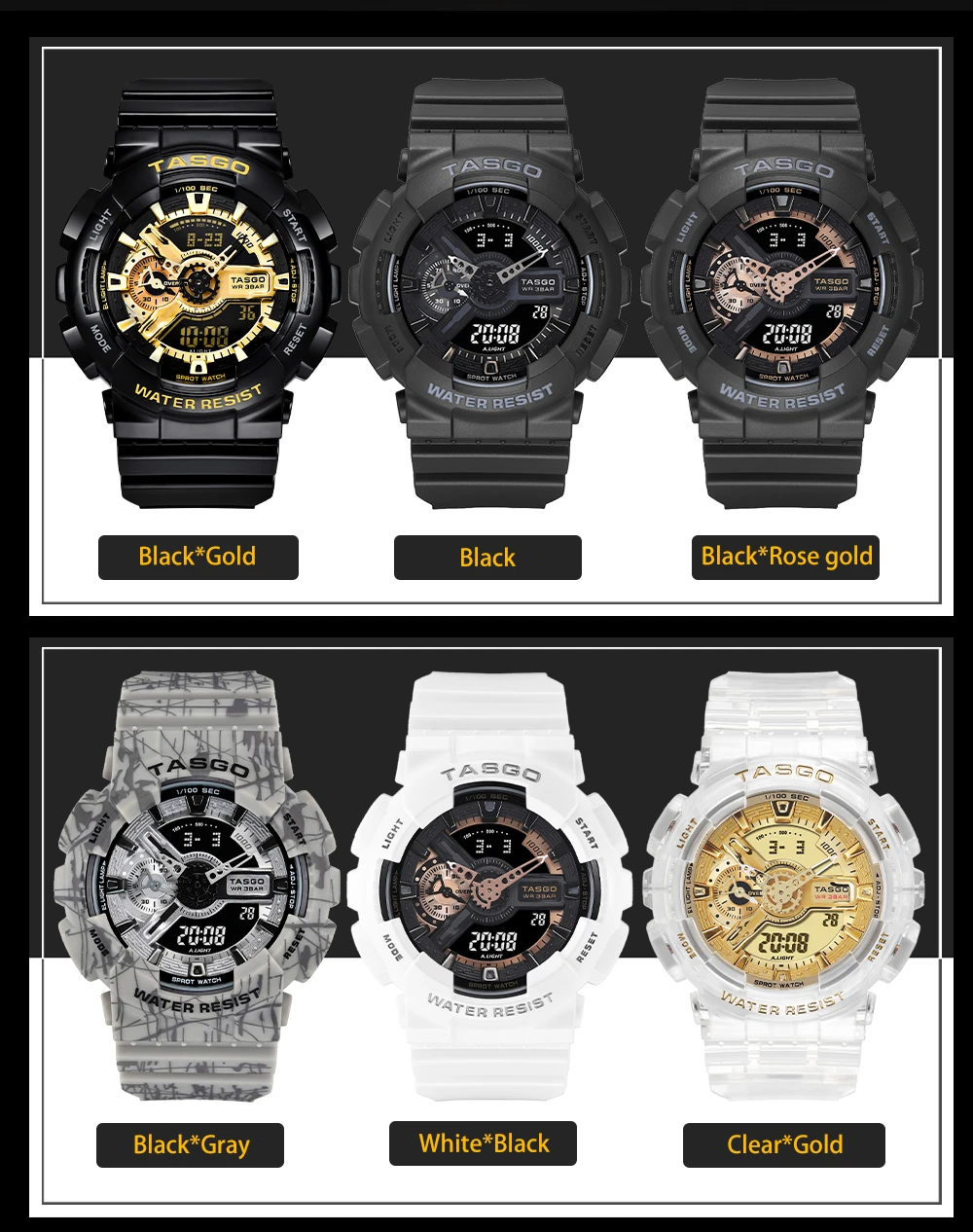 Multi-Functional Outdoor Electronic Digital Watch for Running Swimming Glow-in-the-Dark Feature Calendar Plastic Rubber