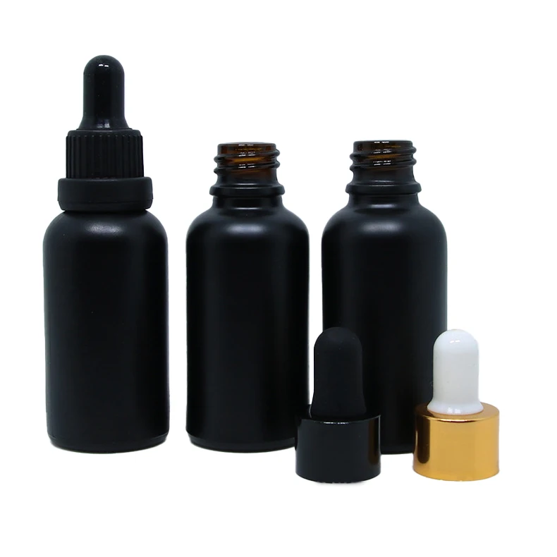 product black 100ml glass essential oil dropper bottle screen printing diffuser cream facial cleanser face cream packaging-3